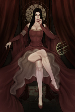 a commission for a book cover of a queen sitting on a throne[do