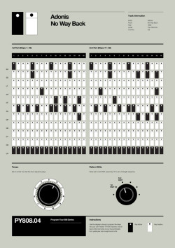 extramegane:  ICON » TR-808が使用された名曲のリズム・パターンを視覚化したアート・ワーク『Program