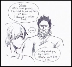 usa-chins:  Not sure what Shoto thinks of his father’s flaming