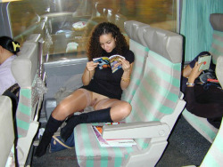 bestofexhibition:  French train public pussy of this girl pantyless