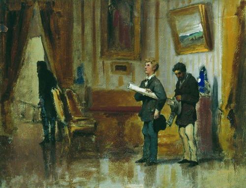 artist-bronnikov:  Painters in the hall of a rich man, 1876,