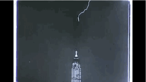 blondebrainpower:  Lightening strikes the Chrysler Building.