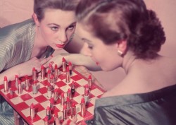 vintageeveryday: Lipstick chess, 1955.