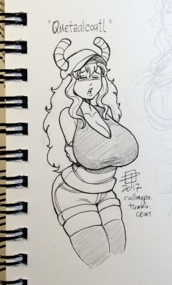 callmepo: Tiny doodle of Quetzalcoatl from Dragon Maid.  Yes.