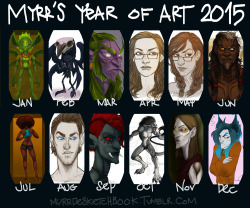 myrrdesketchbook:  My year of art 2015. I tried to do it without