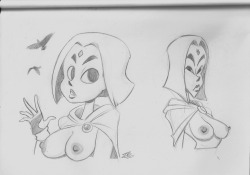 zaribot:  Bustyshot #06 - Raven from Teen Titans (suggested by @mustardeels) I couldn’t resist and drew two :P   Rae is bae