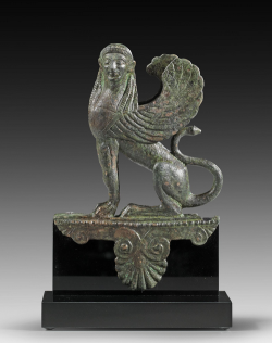 archaicwonder:  Greek Bronze Sphinx Figurine, Late Archaic, 5th