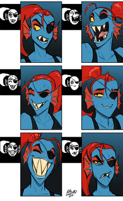 supernormalstep:  I colored my Undyne faces and did some Alphys