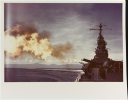 lex-for-lexington:   “USS Biloxi (CL-80) firing her 6/47 main