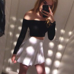 elegance-fashion:  Black Off The Shoulder Slim Blouse White Skirts