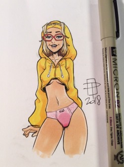 callmepo: Tiny doodle of shawtie in a hoodie Honey Lemon.  Trying