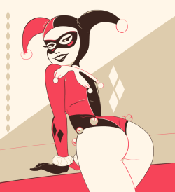 asmallfridge:  MAGA (make ass great again) I’ve been doing pixel art for a while and it got me thinking to this other harley quinn image I like a lot so I tried doing a low color image myself. I still have a lot to learn about using lines as values.