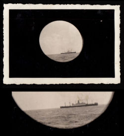 hauntedbystorytelling: Navy Ship seen through porthole, 1920′s