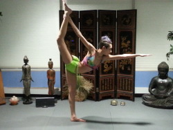 I am almost doing the standing splits! I have worked so hard