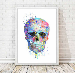 canvaspaintings:  Skull Print Modern Skull Watercolor Poster