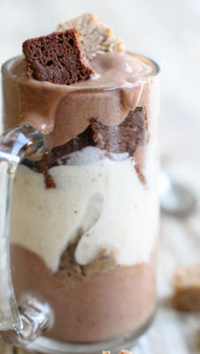 cake-stuff:  Chocolate Vanilla Cake ParfaitsourceMore cake &