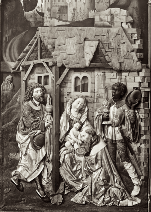 medievalpoc:  Gregor Erhardt Carved altarpiece. Right Wing, interior: Adoration of the Magi. Germany (1493) Craved and Polychrome Wood, 236 x 176 cm. The Image of the Black in Western Art Research Project and Photo Archive, W.E.B. Du Bois Institute for