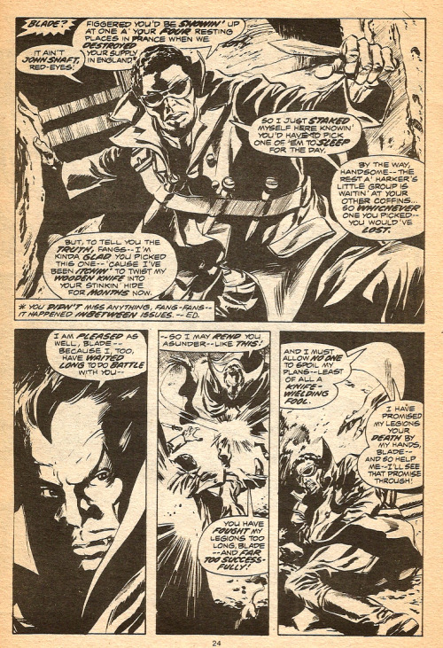 Page from ‘Tomb of Dracula: Death Rides The Rails’ from Chiller Pocket Book No. 25. (Marvel Comics, 1981). Art by Gene Colan, story by Marv Wolfman. From Oxfam in Nottingham.