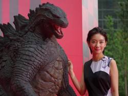 jimpluff:  Godzilla and Japanese actress Haru, who I believe