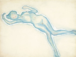 dappledwithshadow:  Female Nude in Blue, Ernst Nepo (1895-1971)