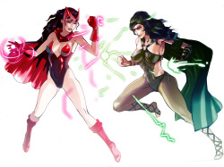 superheroes-or-whatever:  Scarlet Witch vs. Polaris by MikazukiShigure