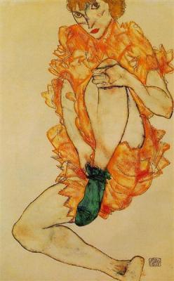 egonschiele-art:   The Green Stocking  1914   Egon Schiele  