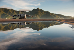 usairforce:  A C-17 Globemaster III cargo aircraft sits on the