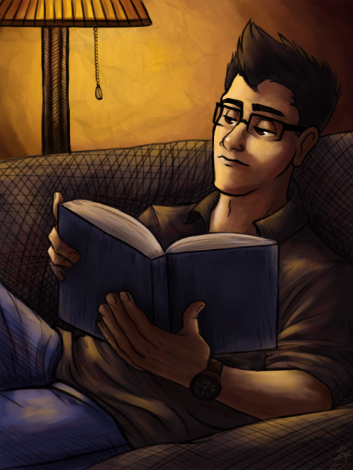 haleyscomettart:  I got home late tonight after visiting a ton of art galleries annnd still managed to finish this. Took me long enough! :P  I still don’t know what he’s reading, you guys figure it out! :D  DA: http://haleyscomett.deviantart.com/art/Mark-