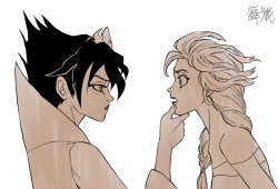 wolf-d-blog:  Two Elsas. I like drawing early Elsa. It’s amazing