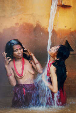 Nepali Tamang people at a hot spring, via Bramphotography.