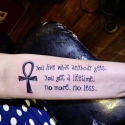 Ankh and quote from Death.    #ink #tattoos #chelsea #ankh  #ravenseyeink