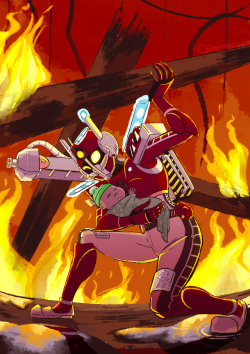 sarraceniarts:  Rescue Knight goes into the fire. Also, Winspector
