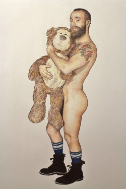 monsieurlabette:  baby bear. color pencil on toned paper. 2015.