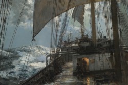 oldpaintings:A Night at Sea by Montague Dawson  (English, 1895–1973)