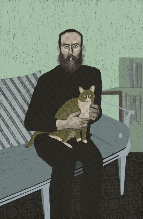 mrdirtybear:‘Portrait of Edward Corey with Cat’ by modern