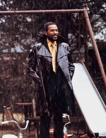 blondebrainpower:  Marvin Gaye in the rain, a shot from the photo