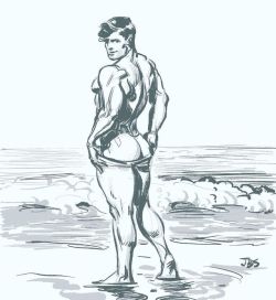 jasonshorrillustration:  Another beach bum, from a pose by @tysondayley