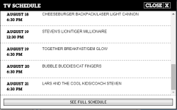 Check out the drop-down schedule on the Steven Universe page