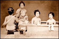 Topless Japanese geisha. Via Okinawa Soba.