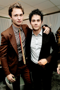  Ansel Elgort and Dylan O’Brien in the green room at the 2014