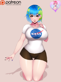  Finished Earth-chan, as you can see Earth isn’t flat,