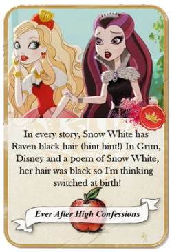 everafterhighconfessions:  In ever story, Snow White has Raven