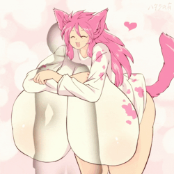 hataraki-ari:  She is trying to heal your tiredness-patreonVer-https://www.patreon.com/posts/milkcat-hug-gif-20007818