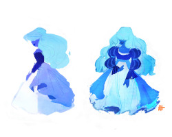 kathuon:  I drew Rose and Sapphire in Mary Blair dresses :) 