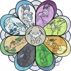 eivuiee:  Eeveelutions in Stained Glass - 2 (Shiny Variant) 