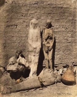 Mummies for sale, Egypt, 1870s
