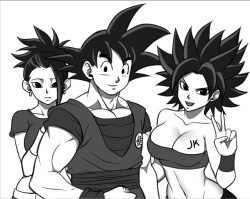 jadenkaiba: Sketch Time with Kale Goku and Caulifla (posing like