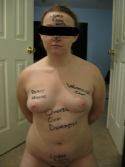 ukbdsm:  selfshottitties:  More of my wife, Slut.  Amateur-BDSM.org: