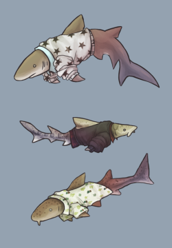 kingarkay: @seidurs suggested i draw sharks in shirts so here