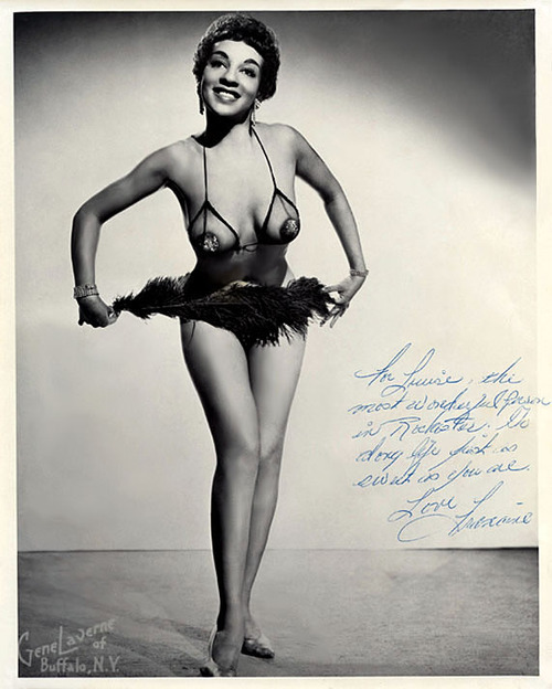          Francine Vintage promo photo personalized to the mother of Burlesque emcee/entertainer, Bucky Conrad: “To Louise, – the most wonderful person in Rochester. Go along life just as sweet as you are — Love,  Francine ”..         